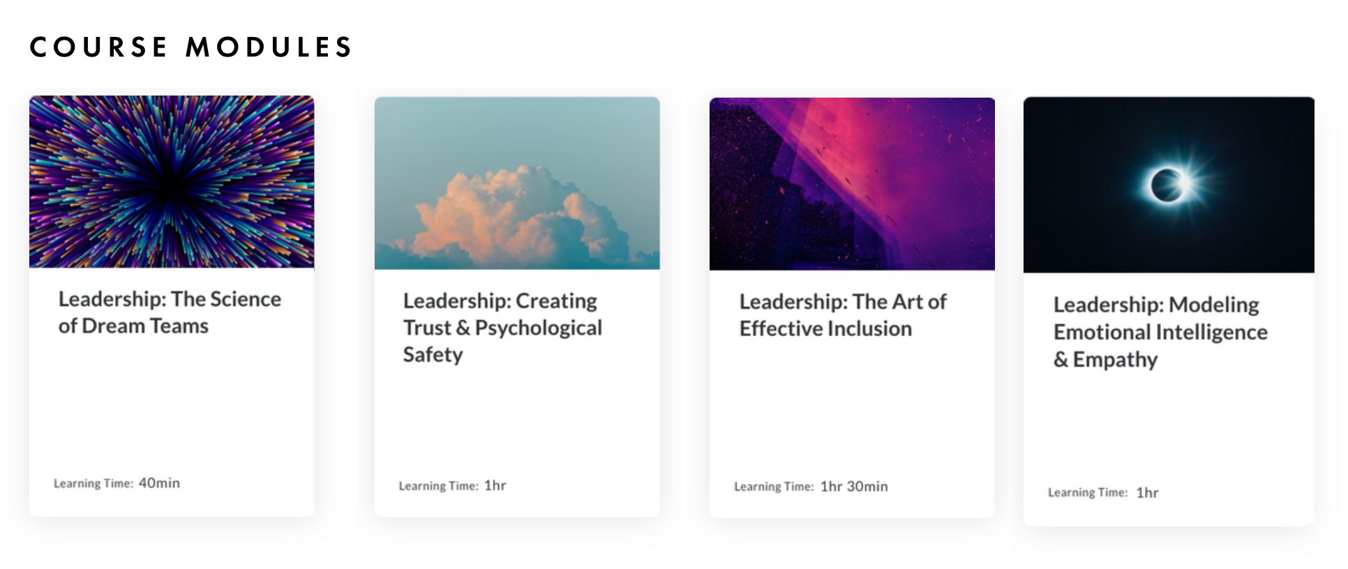 6 learning modules (5.75 hours of training)